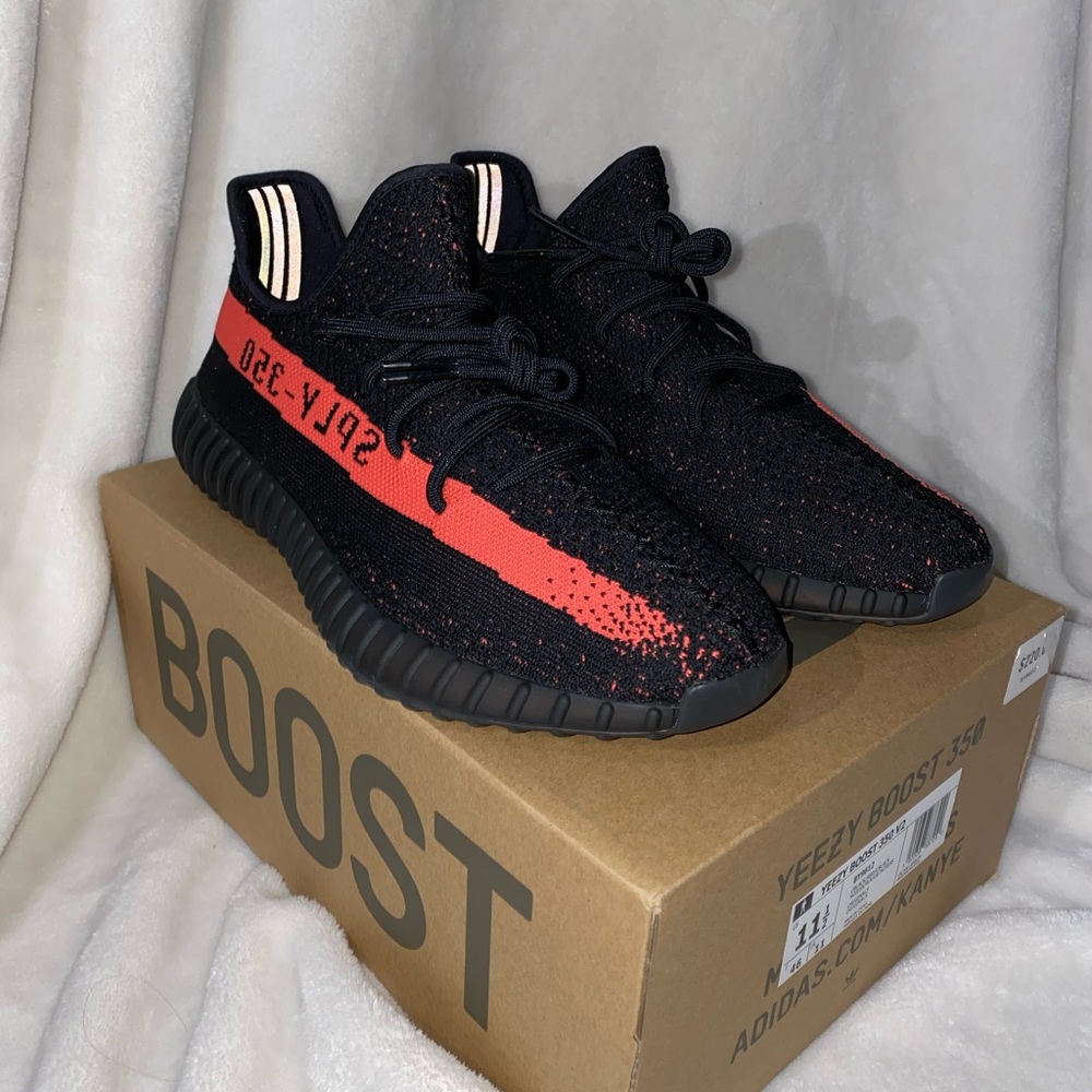 yeezy v2 350 red stripe 11.5